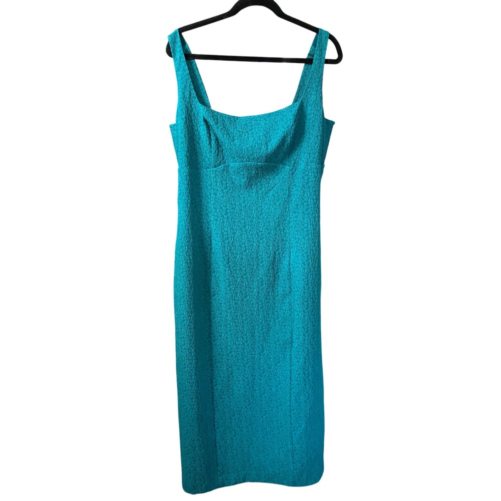 NWT Abercrombie & Fitch The Mila Midi Dress Teal Turquoise Floral Jacquard XLT